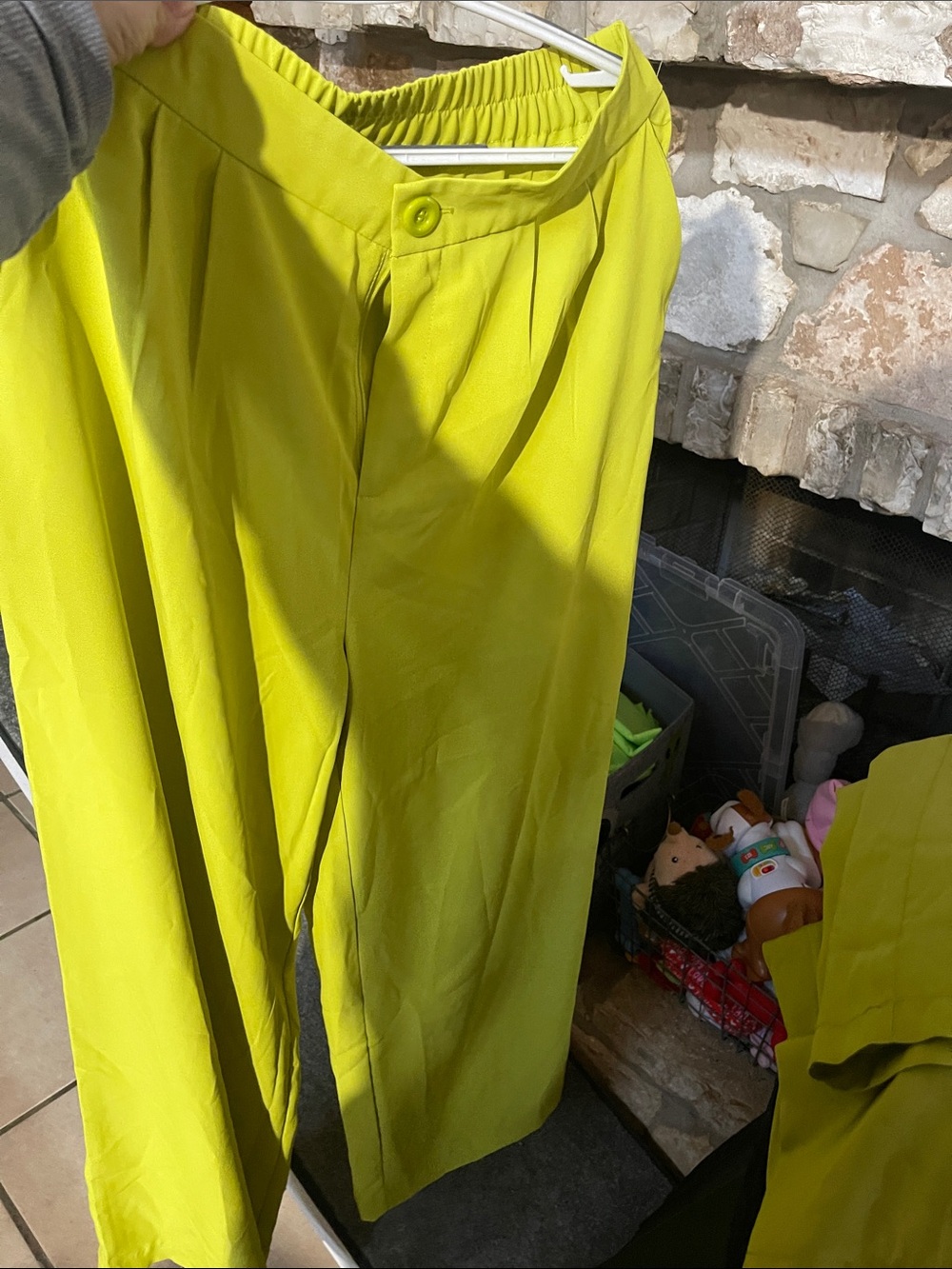 Haute Monde Neon Lime and Brown Patterned Scarf Top